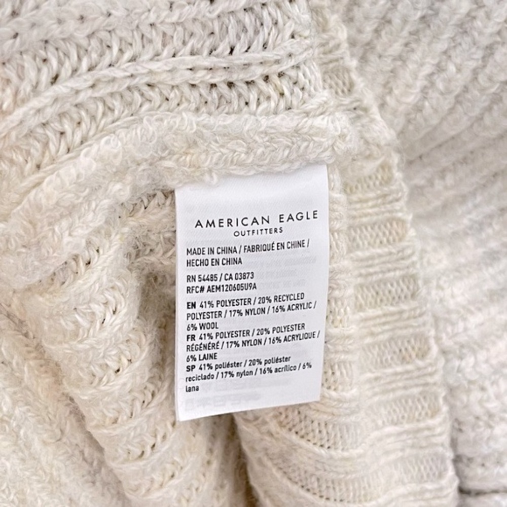 American Eagle Rib Knit Sweater Cream Sz L - Picture 6 of 8